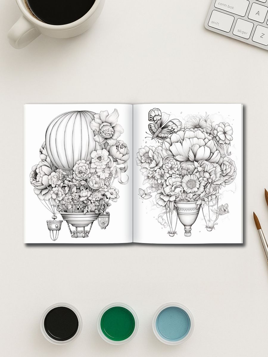 Vintage Charm – 200 Floral Object Coloring Pages - Image 2