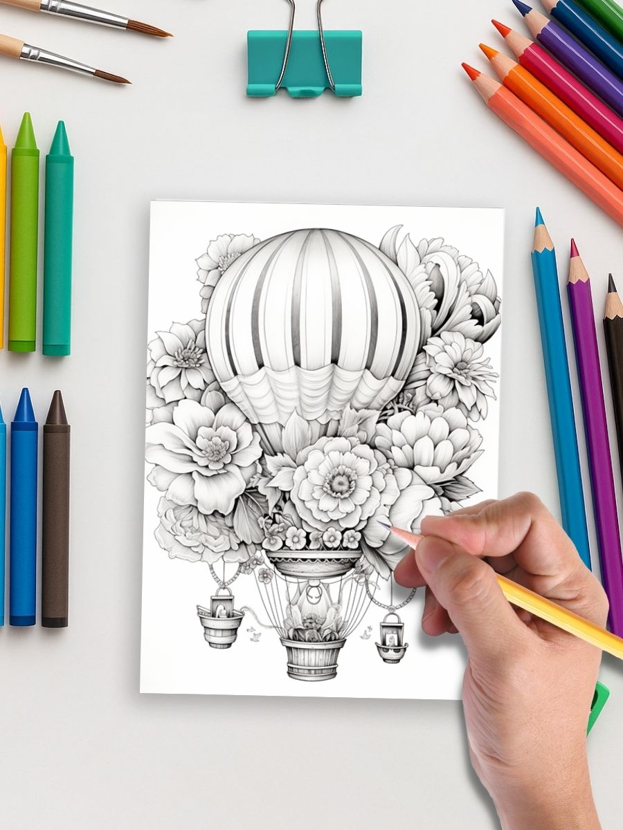 Vintage Charm – 200 Floral Object Coloring Pages - Image 4