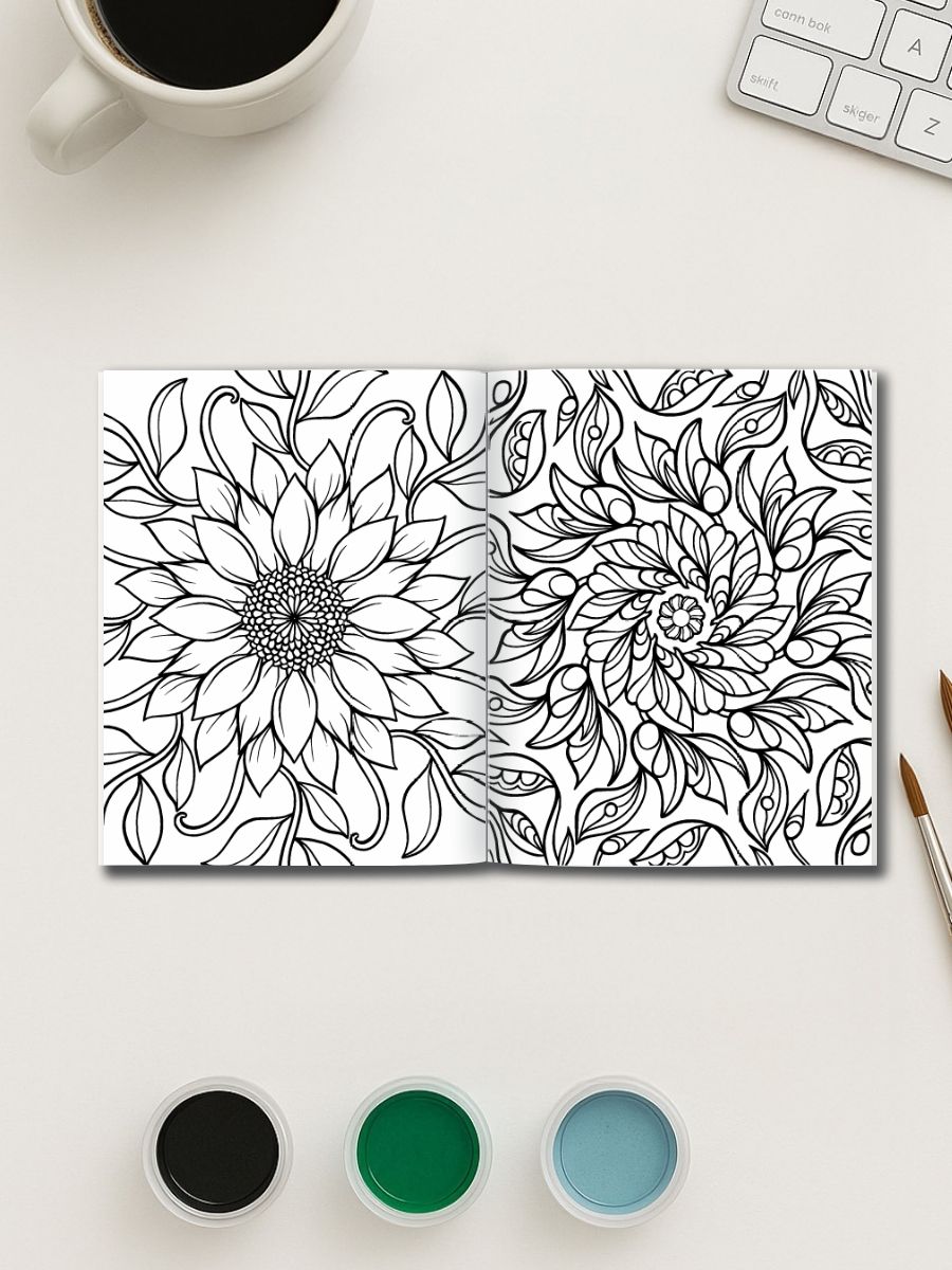 Floral Flow – 213 Mandala Flower Coloring Pages - Image 2