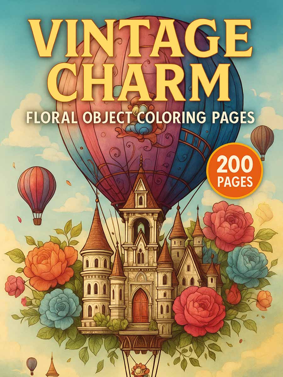 Vintage Charm – 200 Floral Object Coloring Pages